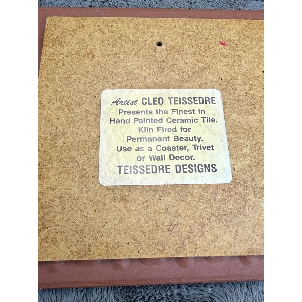 Cleo Teissedre Hand Painted Ceramic Tiles Set 2 Hummingbird Pottery Southwestern